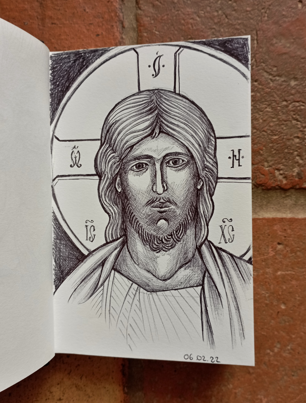 dessin au bic du Christ