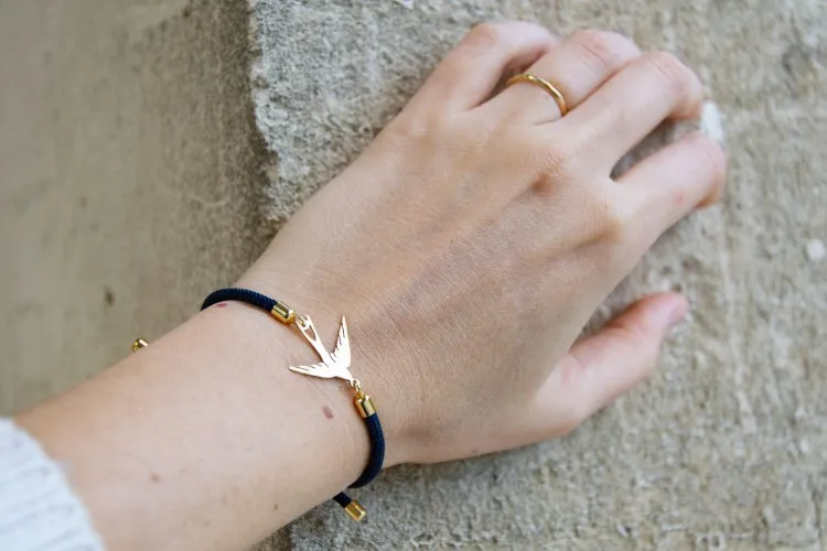 bracelet oiseau et cordon